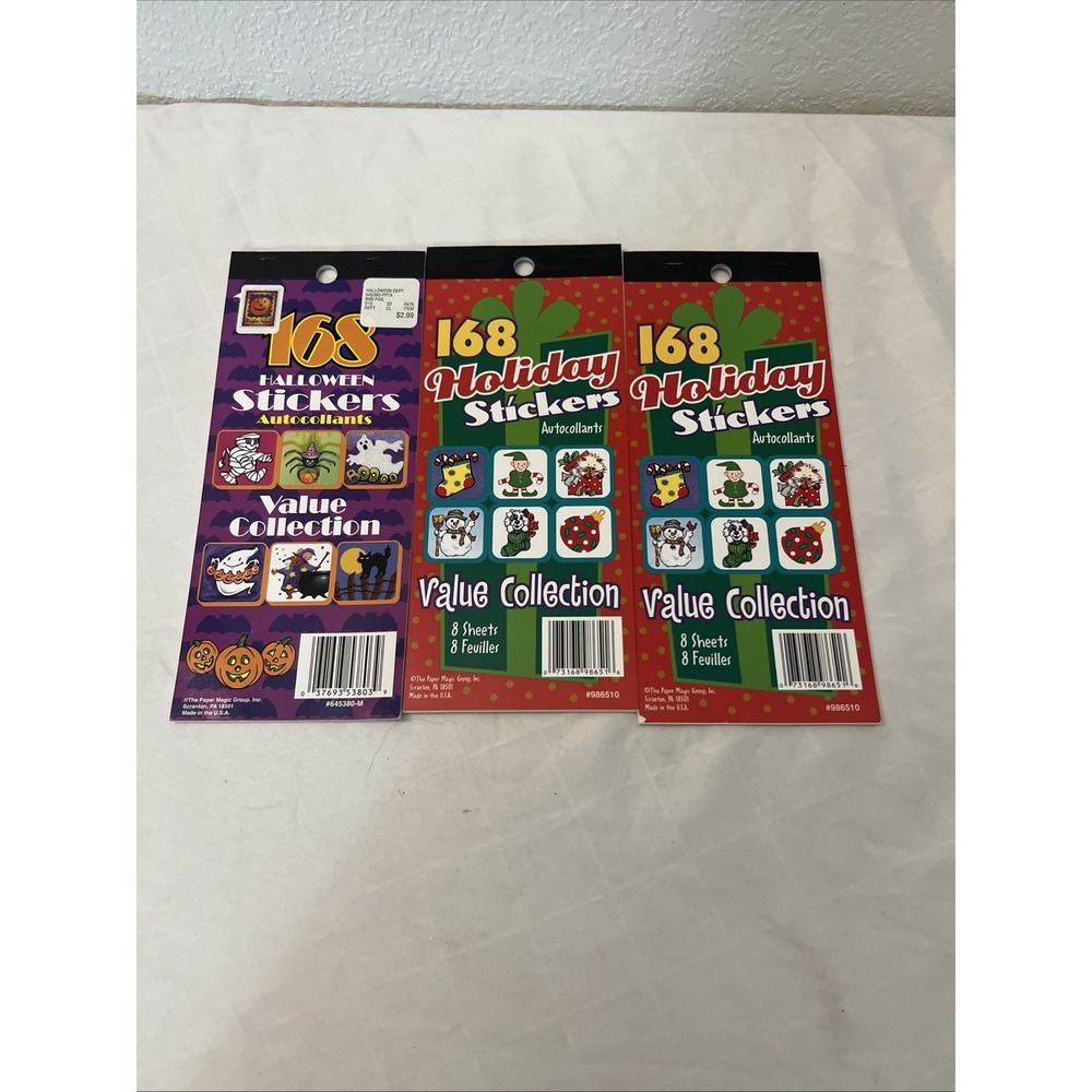 Lot Of 3 Sticker Books 168 PMG Halloween Unused  326 PMG Christmas Holiday NEW‎